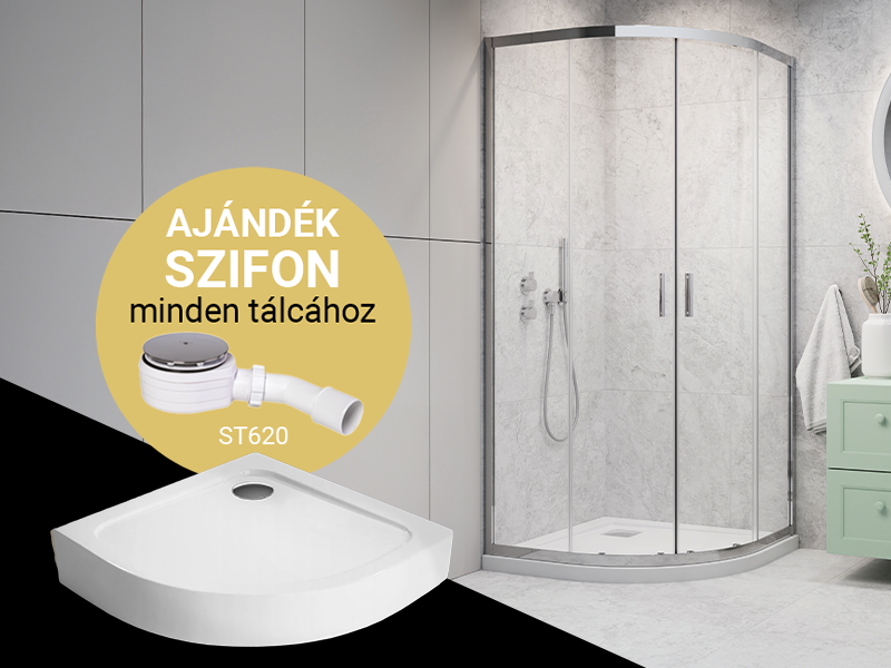 Comfort A íves zuhanykabin + Nero A normál zuhanytálca