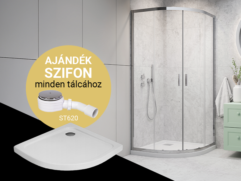 Comfort A íves zuhanykabin + Nero A slim zuhanytálca