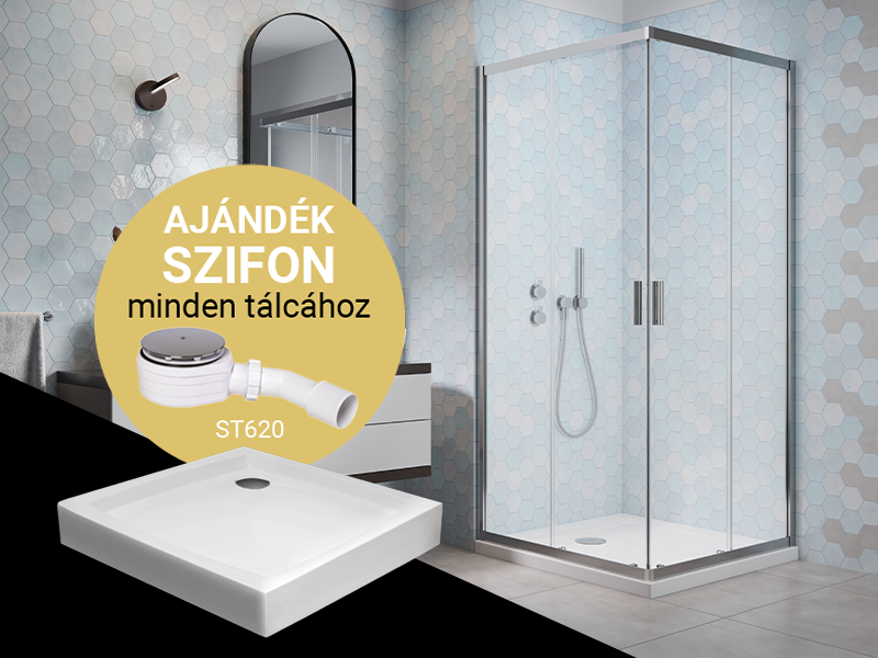 Comfort C szögletes zuhanykabin + Nero C normál zuhanytálca