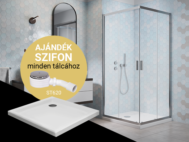 Comfort C szögletes zuhanykabin + Nero C slim zuhanytálca
