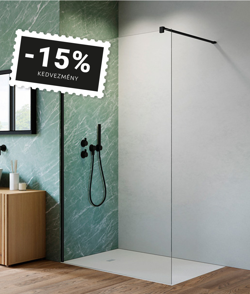 H2O Walk-In zuhanyfal kedvezmény fekete
